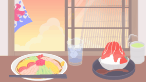 冷やし中華とそら(夕方)