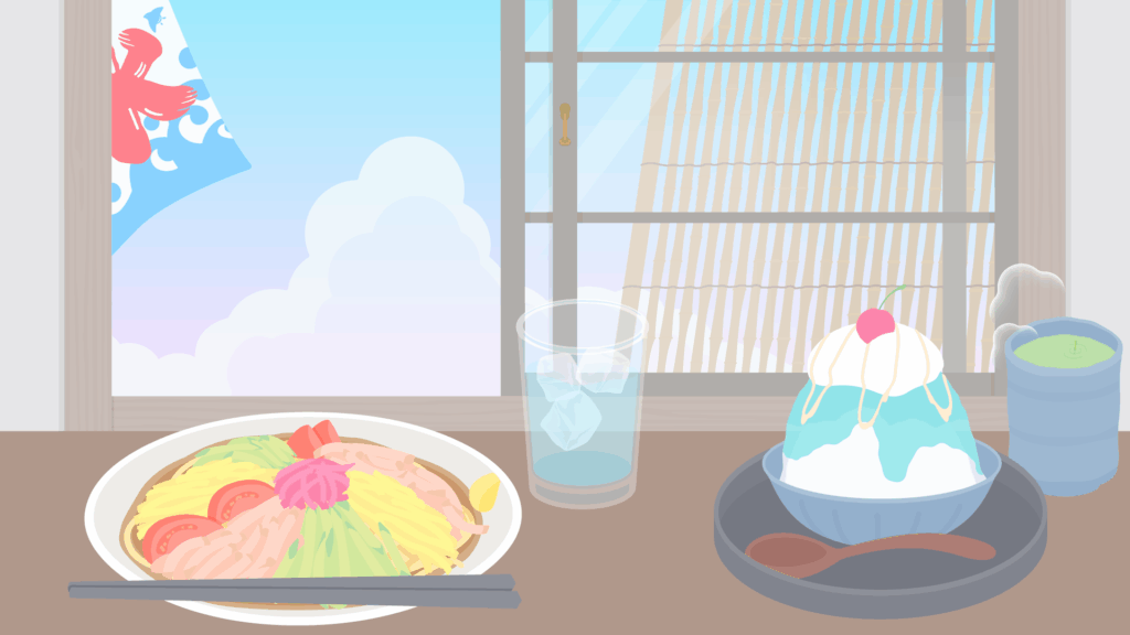 冷やし中華とそら(朝方)